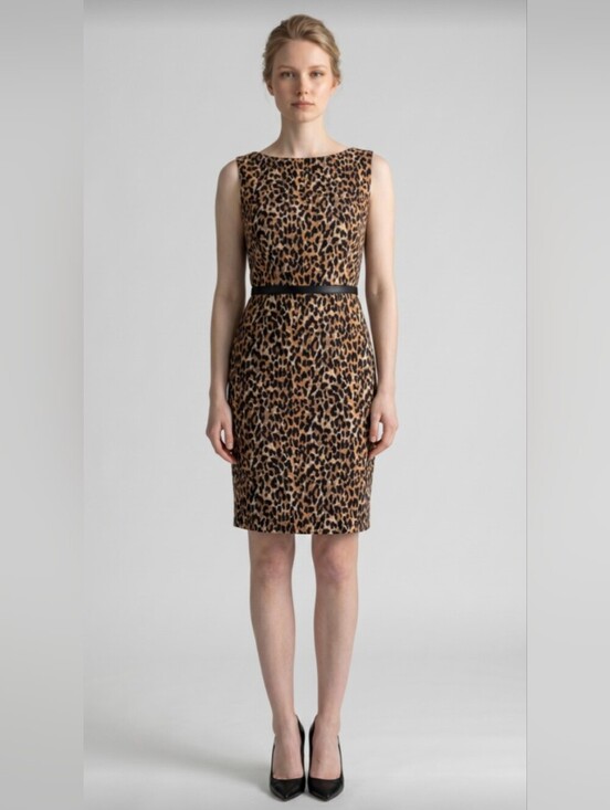 Ann Taylor Dresses & Skirts - ANN TAYLOR LOFT PETITES! BLACK/BROWN GROSGRAIN RIBBON WAIST LEOPARD DRESS! SZ 2P